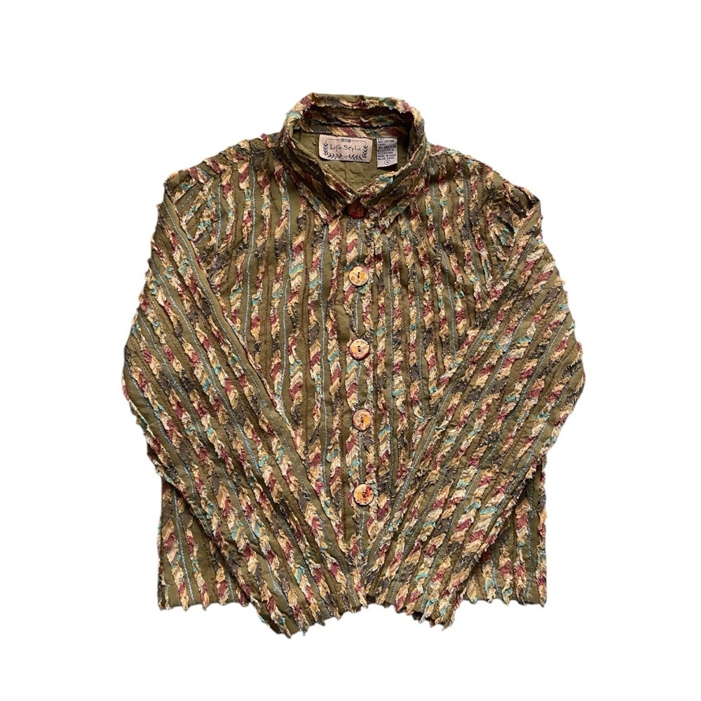 Life Style Textured Multicolor‎ Button-Up Blazer M